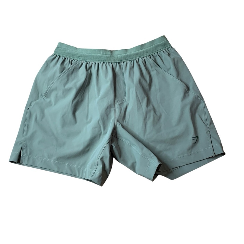 Gymshark Sage Green Athletic Gym Shorts with Zip Pockets - S